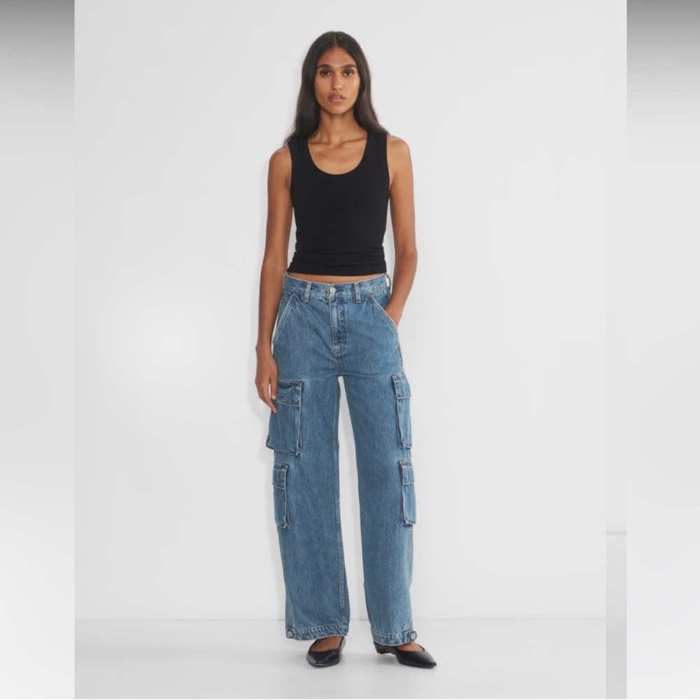 Denim Forum Blue Cargo Boyfriend Jeans